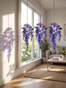 1/2 Stücke Hängender Sonnenfänger mit Glyzinienblüten, geeignet für Innenfenster, Balkon, Garten, Terrasse und Wohnzimmer, perfekt als Einweihungsgeschenk, Frühlingsgartenparty, Geburtstagsgeschenk, Hausrenovierung, Gartenhochzeit und andere Anlässe mit Blumenmotiv - Verschiedenfarbig - Übersicht 4