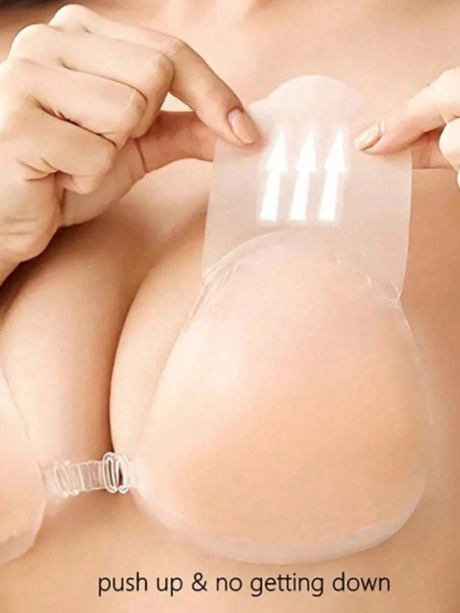 1 Pair Of Silicone Invisible Strapless Bras With Self-Adhesive Backless Push-Up Cups - Water Droplet Lifting Mask (link) - View 1