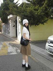 Summer Casual Versatile Solid Color Skirt - Khaki - View 11