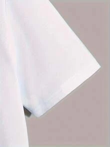 Camiseta corta de verano para hombre con cuello redondo y estampado de peces - Blanco - Ver 5