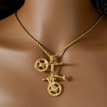Stainless Steel Personalized Hip-Hop Style 18K Gold-Plated Bicycle Necklace Pendant Suitable For Men Women Daily Wear Street Couple Jewelry - Gold - View 2