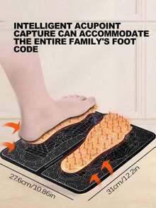 Electric EMS Remote Control Foot Massage Mat, Electric Muscle Stimulation Foot Massager, USB Rechargeable Portable - Black - View 4