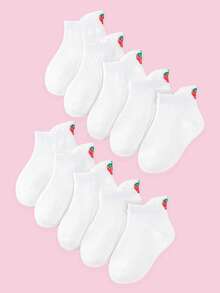 5/10 Pack, Cute White Ankle Socks For Toddlers Kids Strawberry Socks - Multicolor - View 16