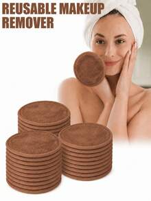 12pcs Reusable Makeup Remover Pads With Edge Design, Washable Makeup Wipes For Slouchy People, 3/1pc Pack - Multicolor - View 2