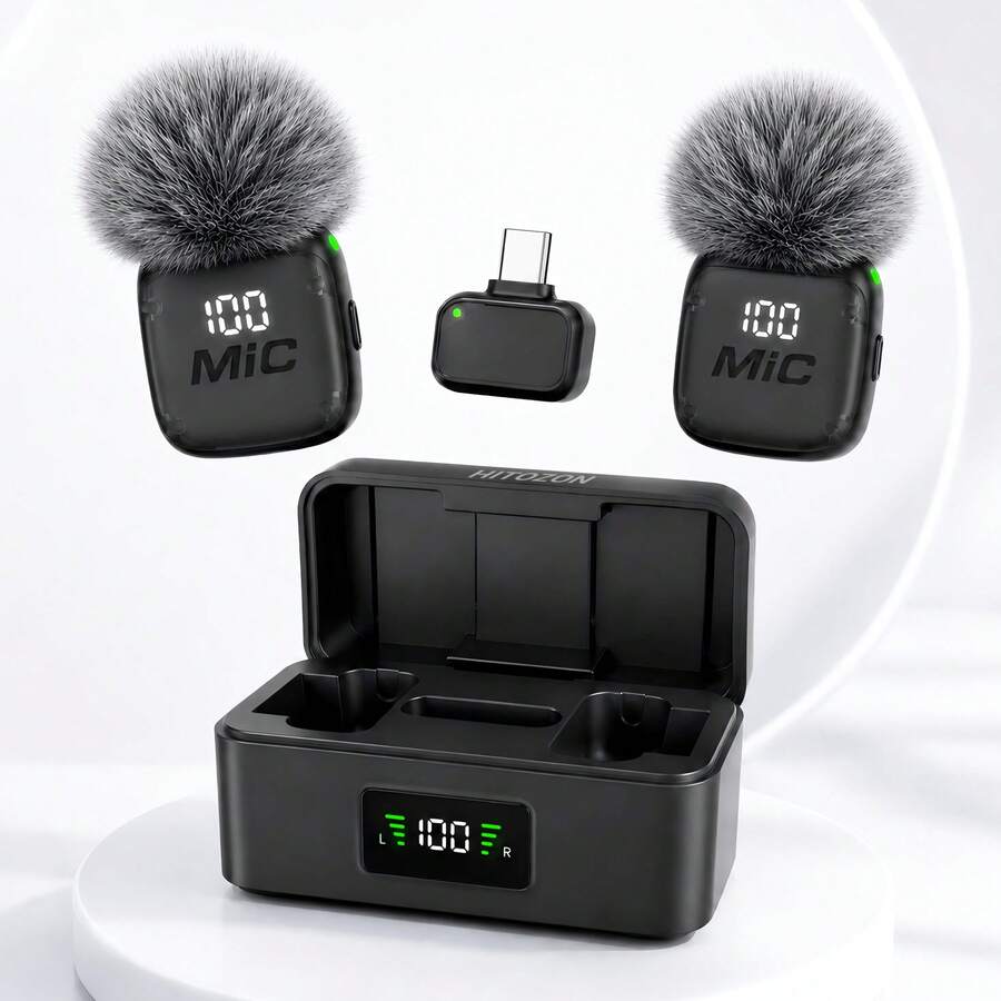 HITOZON Professional Wireless Lavalier Microphone Compatible With Iphone//Android – Plug & Play, 30H Battery With Charging Case, Intelligent Noise Cancellation For Video Recording, Vlogging & Live Streaming - View 1