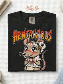 Novedades 2026: Camisetas de Algodón Puro Estampadas para Niños y Niñas, Camiseta Divertida con Memes de Anime Hentaivirus| Camiseta Edgy Weeb| Ropa Kawaii Rat Otaku| Ropa Urbana Japonesa Re - Negro - Ver 1