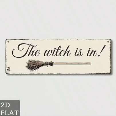 2D Flat 1pc Vintage Witch With Funny Quotes Wooden Wall Decor, Rustic Style Indoor/Outdoor Hanging Sign For Living Room, Cafe, Small Yard, Patio, Store, Halloween Atmosphere Wall Decoration, Sun-Resistant Waterproof, Great Gift
