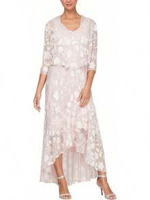 Alex Evenings Vestido Largo de Gasa Estampado con Chal Vestido para Ocaciones Especiales para Mujer - Real - Ver 8
