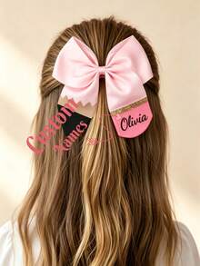 1pc Customized Pencil Bow Hair Accessory, Personalized Bow Hair Tie, Custom Women's Bow Hair Tie, Back To School Graduation Student Hair Accessory - Multicolor - View 2