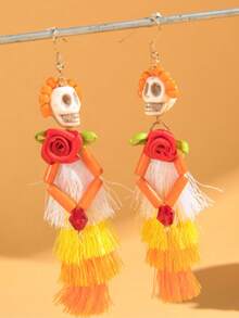 1 Pair Halloween Vintage Women's Hip Hop Punk Style Skull Skeleton Funny Colorful Ear Hooks - Multicolor - View 3