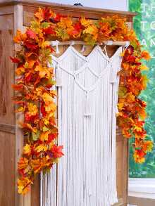 1 pieza Guirnalda artificial de hojas de arce de otoño, planta colgante de otoño de 5.9 pies, decoración de Acción de Gracias, adecuada para boda interior/exterior, fiesta, hogar, chimenea, Halloween, decoración navideña - Naranja otoñal - Ver 3