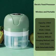 250ml Wireless Electric Onion Chopper Mini Garlic Grinder With Seasoning Spoon, Creative Multi-Function Vegetable Slicer & Masher, USB Rechargeable Kitchen Blender, Seasoning & Spice Tool, Kitchen Gadget, Home/Outdoor Cooking Assistant - 彩色 - 查看 12
