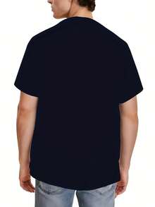Camiseta de manga corta para hombre, con cuello redondo, estampado, versátil y novedosa, para la moda de verano. - Negro - Ver 4