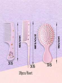 Juego de 3 piezas de cepillos de unicornio, cepillo de cojín con diseño de dibujos animados y peine de dientes finos, mango ergonómico de ABS, cerdas de plástico duradero, regalo ideal para niñas - A - Ver 7