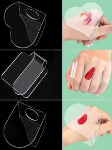 3pcs/2pcs/1pc Acrylic Nail Art Hand Color Palette. Curved Thumb Design. Fine Craftsmanship. Smooth Surface. Suitable For Hand Painting, Nail Painting And Mixed Color Mixing - View 1