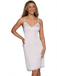 Rosette Lace Full Slip Enagua Completa para Mujer - 22 pulgadas - Encaje - Negro - Ver 7