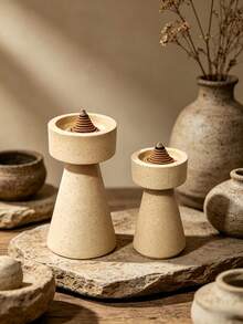 1pc Geometric Candle Holder, Modern Minimalist Design, Suitable For Home Desktop Decor - Tall and Short Columns - View 7