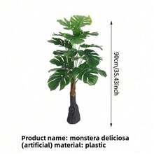 35 Inch Plastic Artificial Greenery, Bionic Tree Stump Base Anti-Tip, No Watering Required, Living Room Entryway Display Window Decor, Indoor Decoration (Pot Base Not Included) - Multicolor - View 12