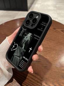 1pc Black Heart Cross Redemption Minimalist Personalized TPU Shockproof Full Coverage Phone Case Compatible With Apple 17 16 15 14 13 12 11 Pro Max Air And Series - Multicolor - View 2