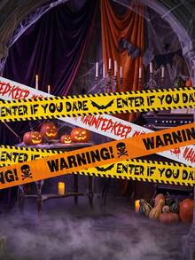 3 Rolls 5m Halloween Horror Warning Tape, Pirate Print Horror Caution Line, Suitable For Horror Zombie Party Outdoor Crime Scene Decoration, Holiday Supplies, Indoor Decoration, Outdoor Decoration, Halloween Party Decoration Supplies - Halloween Mix - View 9