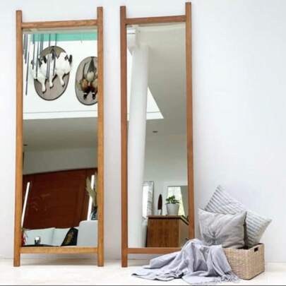 Espejo Pharrel Nogal de 40 cm, Cuerpo Completo, Marco de, Decorativo, Espejo para Sala, Oficina, Cuarto, Comedor, Rectangular, Grende, Logitud Completa
