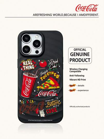 Coca-Cola 具備無線充電功能的手機殼，充滿活力與激情，採用輕量材質，具備防刮、防摔、防滑設計，卡通動漫風格保護您的手機，適用於 Apple 17 17Air 17Pro 17ProMax 11,12,13,15,16 Pro,16ProMax,14Plus,15Plus,16Plus,15Pro,16PLUS,XR，適合送禮給朋友與家人