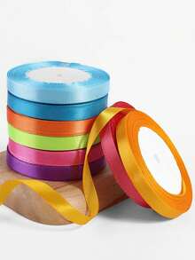 5/1件彩色緞帶,寬0.6公分,簡約波希米亞風,適合製作玫瑰蝴蝶結、蛋糕裝飾與聖誕裝飾,適用於創意禮物包裝、手工藝、縫紉、蛋糕裝飾與節慶裝飾 - A - 查看 4