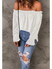 Spriolim - Blusa de gasa de manga larga con volantes y hombros descubiertos para mujer - 28 Estampado floral bohemio - Ver 2