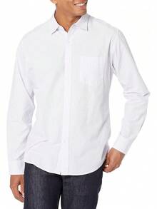 Essentials para hombre ajuste Regular manga larga camisa de cuadros - Gris claro Blanco a cuadros - Ver 10