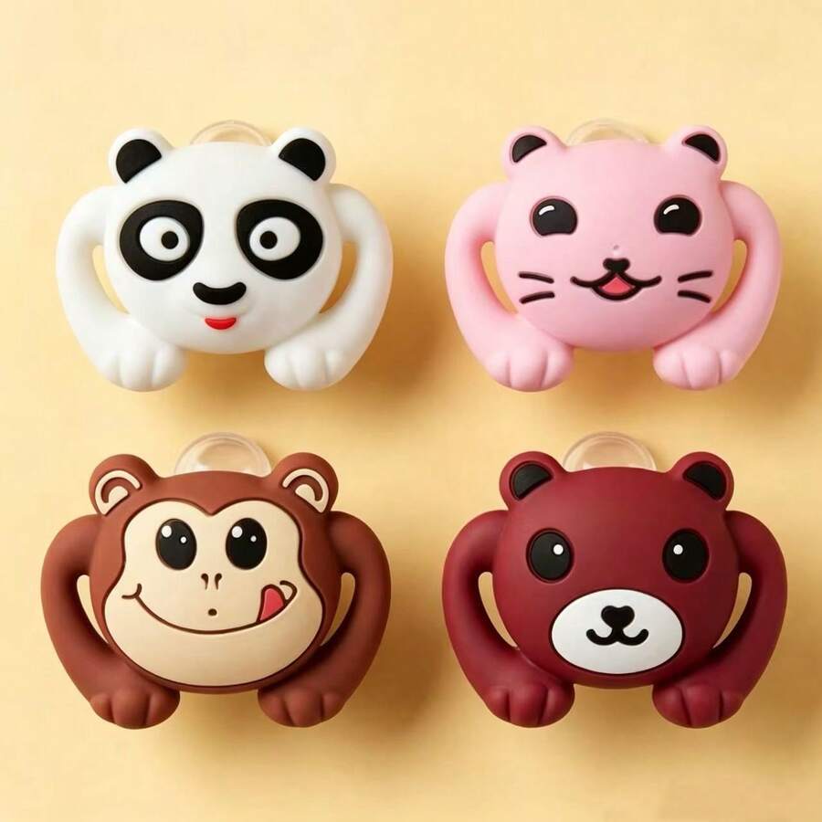 4件裝嬰兒動物造型奶嘴，含拇指奶嘴，全矽膠材質，送給新手父母的理想禮物