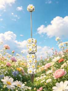 1/3/5/10/20pcs Multi-Color Flower & Mushroom Series Ballpoint Pens With Black Ink, Smooth Writing, Full Rhinestone Cover, Creative DIY Beaded Jewelry Pens, School Office Study Supplies Gift - Multicolor - View 24