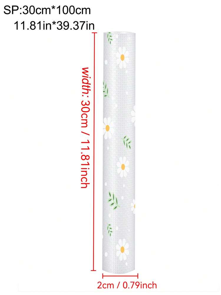 1 Roll Waterproof Non-Slip Plastic Storage Mat, 1 Roll EVA Plastic Material, Multi-Functional Kitchen And Refrigerator Drawer Liner - Floral Pattern - Multicolor - View 2