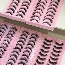 蓬鬆 3D 仿貂毛 10 對假睫毛 5 款可選 濃密捲翹 柔軟 可重複使用 可水洗 自然全長睫毛 適合日常、派對、Cosplay，初學者友善眼妝 - 查看 5