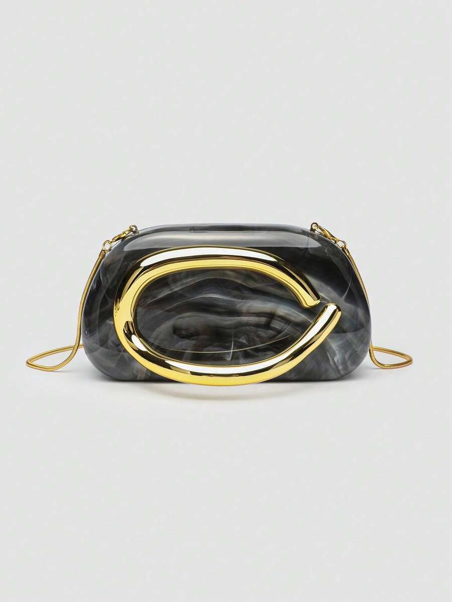1 Piece Acrylic Clutch Bag, For Valentine's Day, Comfortable And Fashionable, Elegant Handbag, Personalized Gift Option, 2025 Accessory, Fashion Style Suitable For - 黑色 - 查看 1