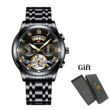 VA VA VOOM 男士手錶 41mm Aviator 系列 不鏽鋼錶帶 原裝石英機芯 夜光日期顯示 男士運動軍事風手錶 金色 & 銀色 & 黑色 - 黑色 - 查看 12