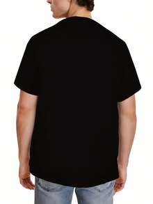 Camiseta de manga corta para hombre, con cuello redondo, estampado, versátil y novedosa, para la moda de verano. - Negro - Ver 5