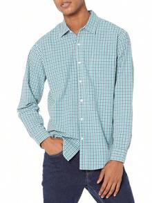Essentials para hombre ajuste Regular manga larga camisa de cuadros - Blanco - Ver 30