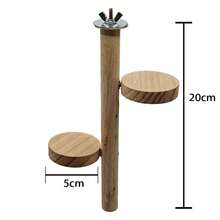 Parrot Natural Wood Round Combination Perch Stand, Pine Wood Dual Platform Perch Rack, Suitable For Tiger-Striped, Peony, Cockatiel, General Resting And Jumping Platform - Multi-functional Combination - View 2