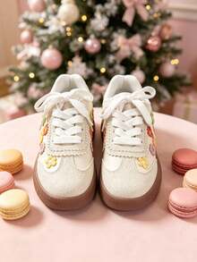 2026 Kids Floral Print Shiny Casual Outdoor Sports Shoes, Spring/Autumn - Black - View 5