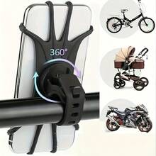 1pc Upgraded 360° Rotatable Bicycle And Motorcycle Phone Holder, Bicycle Navigation-Free System, Motorcycle Mounting Bracket, Height Adjustable Mounting Clamp And Detachable Design, Suitable For All Smartphones, Easy Installation - Black - View 3
