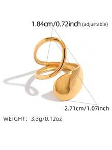 Fashion Metal Hollow Geometric Open Rings For Women Stainless Steel Gold Color Lines Spiral Adjustable Finger Ring Jewelry 2026 - Gold - View 8