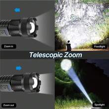 Portable USB Rechargeable Mini LED Flashlight With Pen Clip, ABS Telescopic Zoom Work Light With Side Light, Suitable For Commercial, Home, Fishing And Emergency Lighting - 彩色 - 查看 3