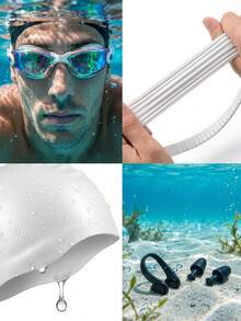 Streamlined Swim Goggles With Comfortable Nose Clip And Ear Plugs Set Stretchy Swim Cap For Vacation Cruisers Ergonomic Adult Swim Goggles To Hold Clear Vision Under Water Beach Essentials Swimming Pool Stuff Vacation Accessories For Women - Swimming Goggles - View 10