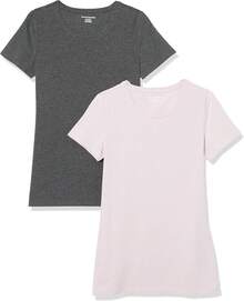 Camiseta de manga corta con cuello redondo de corte clásico  Essentials para mujer - Blanco/Negro - Ver 14