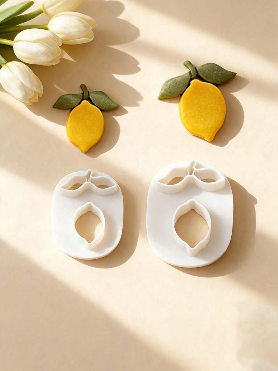 Lemon Polymer Clay Cutters, Realistic Citrus Fruit Shapes For Summer Handmade Earring Craft Supplies - White - View 1