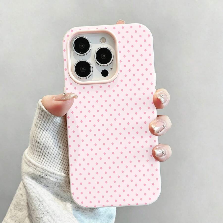 tema de estampado de lunares rosasfunda de teléfono Fundas compatibles con ,Apple,VIVO,OPPO,,, y Honor.Fabricadas en silicona TPU,ofrecen protección contra golpes y caídas. - Rosa - Ver 1
