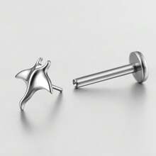 1PC ASTM F136 Titanium Manta Ray Flat Back Stud Push-In Internal Thread Labret Piercing Ear Cartilage Helix Jewelry - Threadless - View 3
