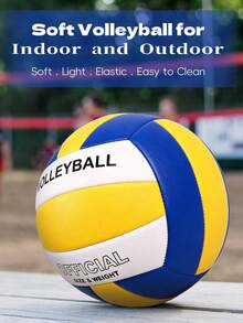 Classic White Yellow Blue Color Scheme Inflatable Hard Volleyball, With Lettering, Size 5, Suitable For Training And Beach Play, Applicable For Beach And Outdoor Lawn - Multicolor - View 6