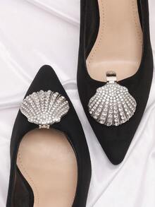 Hebilla de flor de metal desmontable con decoración de strass, accesorios para sandalias y piezas de reparación de superficie de zapatos - Plateado - Ver 5
