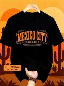 Camiseta informal para hombre, diseño cómodo, cuello redondo, manga corta, ideal para primavera/verano y adecuada para cualquier ocasión. - Negro - Ver 1